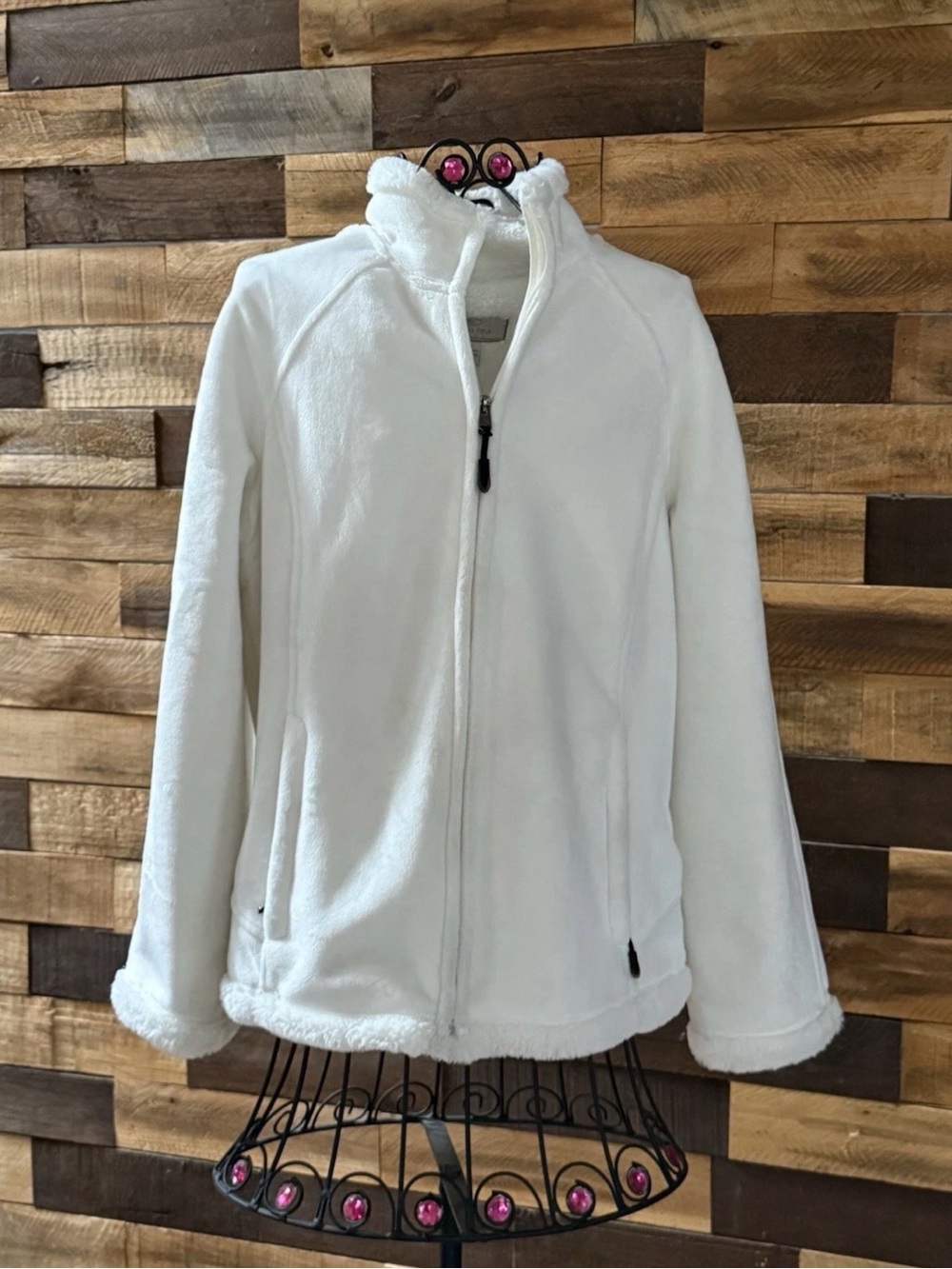 Ladies Solid White Soft Lined Jacket - Size L - Green Tea Brand